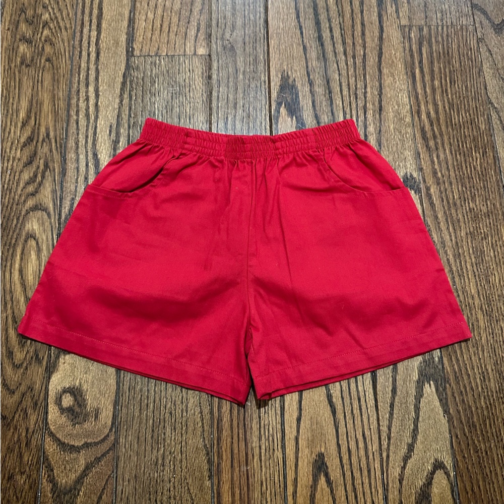 lime green brand shorts in solid red with pockets- Size 8